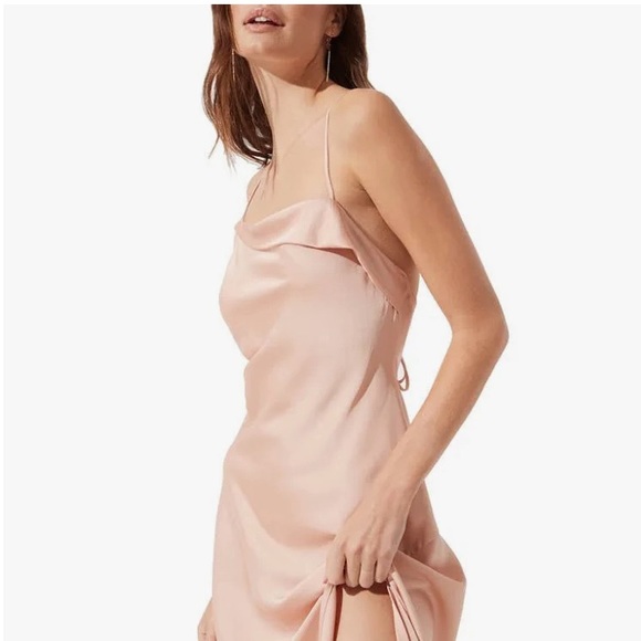 Astr The Label Cowl Slip Midi Dress in Blush - Picture 2 of 11